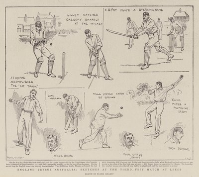 England versus Australia, Sketches at the Third Test Match at Leeds by Frank Gillett